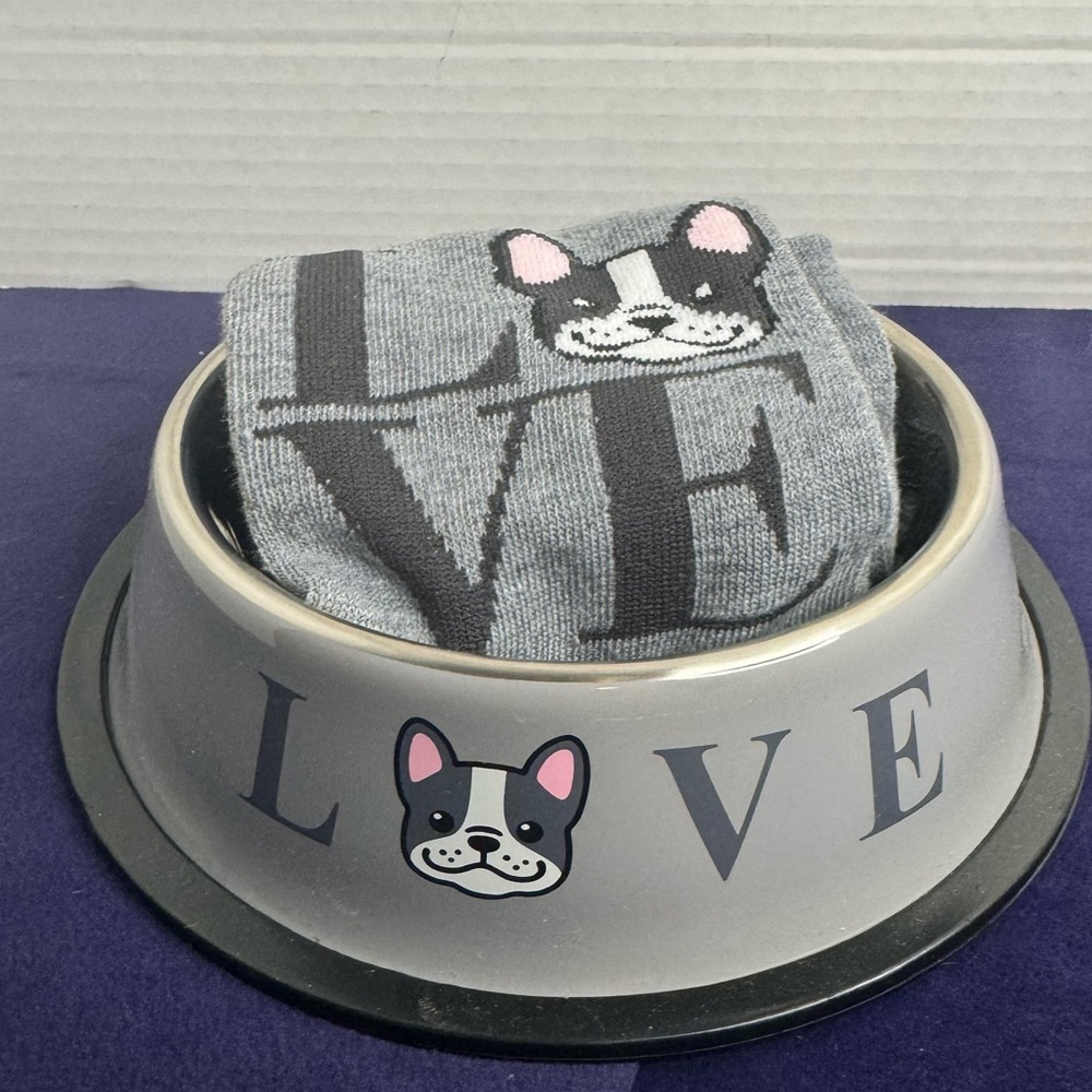 French Bulldog Love Dog Bowl Men’s Socks NWOT
